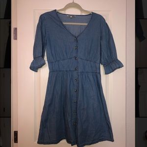 blue denim-like dress